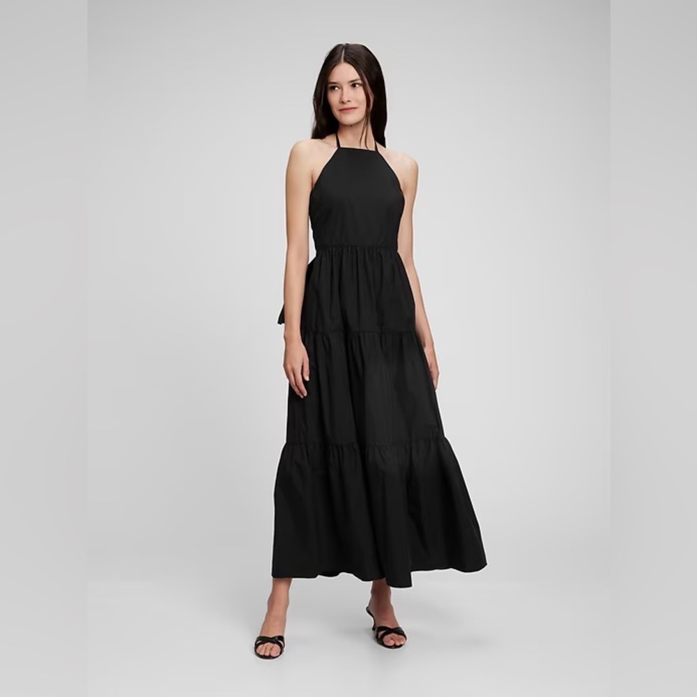 Gap Tie Back Cotton Maxi Halter Dress